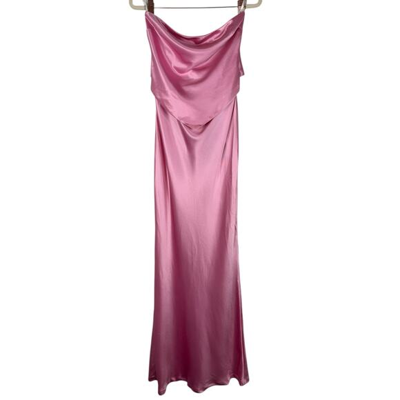 Retrofete Skye Maxi Dress Strapless Satin Party Formal Guest Prom Fondant Pink M - Picture 4 of 14